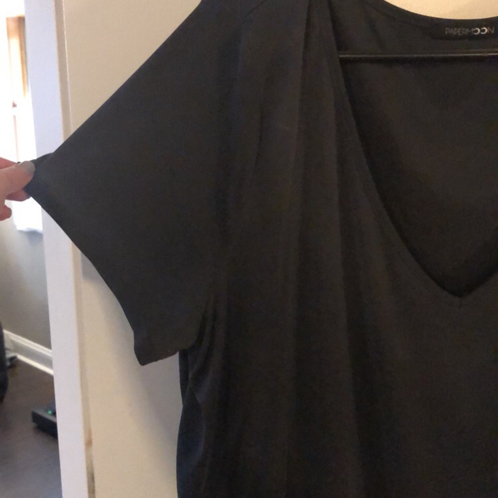 Dark Grey, Paper Moon t shirt with pocket